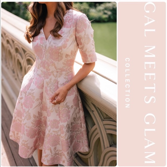 Gal meets glam Adair pink jacquard dress - Picture 3 of 6